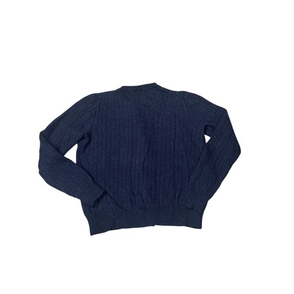 J.Crew Wool Blend Cable Knit Cardigan Navy Sweater - Picture 3 of 7